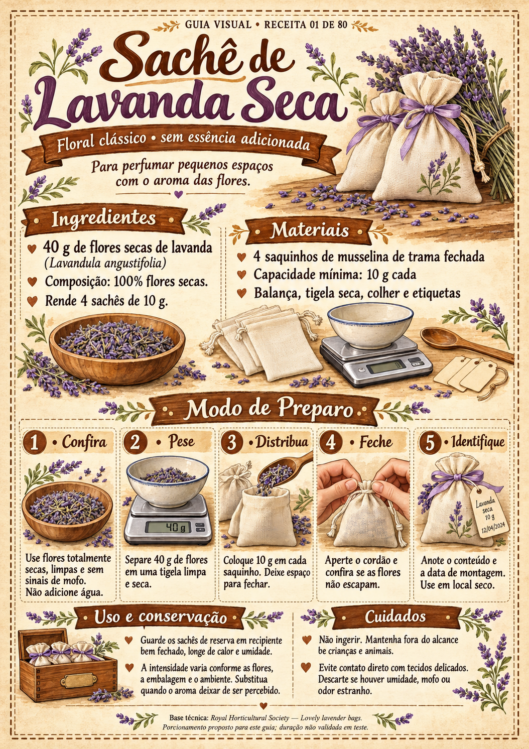 Guia visual: Sachê de Lavanda Seca